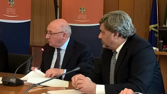 Il presidente della settima, Simeone (a sinistra nella foto), e Albino Ruberti, capo di gabinetto del presidente della Regione Lazio, Zingaretti.