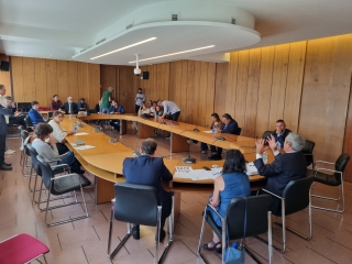 La commissione speciale "Giubileo 2025" riunita oggi nella sala Etruschi del Consiglio regionale del Lazio. La commissione speciale "Giubileo 2025" riunita oggi nella sala Etruschi del Consiglio regionale del Lazio.