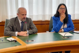 Il dott. Antonio Parenti con la presidente Emanuela Mari durante l'audizione in seconda commissione