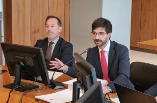 L'assessore regionale al Bilancio, Giancarlo Righini, e il presidente della IV commissione, Daniele Sabatini, durante le audizioni.