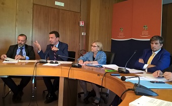 Il lavori in sala Etruschi. Da sinistra: Murra, Tardiola, Sartore, Refrigeri. Il lavori in sala Etruschi. Da sinistra: Murra, Tardiola, Sartore, Refrigeri.