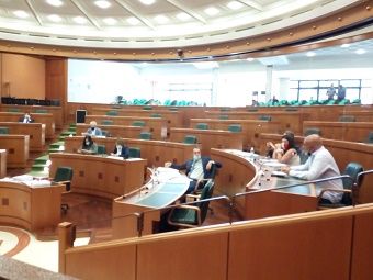 Un momento dei lavori della commissione Sanit nell'Aula consiliare.