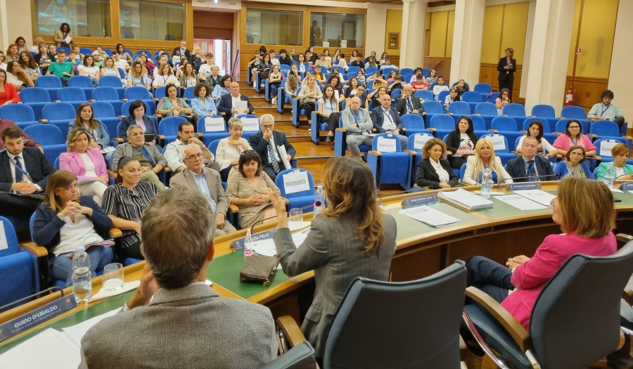 Un'immagine della sala Mechelli durante il convegno "Comunicare l'inclusione".