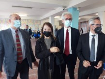 Un momento dell'inaugurazione dell'anno scolastico nelle Rems di Palombara Sabina. Da sinistra: il Garante Anastasìa, la dirigente del Cpia 3 di Roma Ada Maurizio, il consigliere Ciani e il direttore generale della Asl Roma 5, Santonocito.