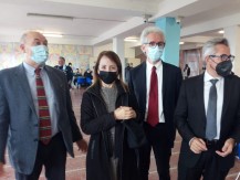 Un momento dell'inaugurazione dell'anno scolastico nelle Rems di Palombara Sabina. Da sinistra: il Garante Anastasa, la dirigente del Cpia 3 di Roma Ada Maurizio, il consigliere Ciani e il direttore generale della Asl Roma 5, Santonocito.