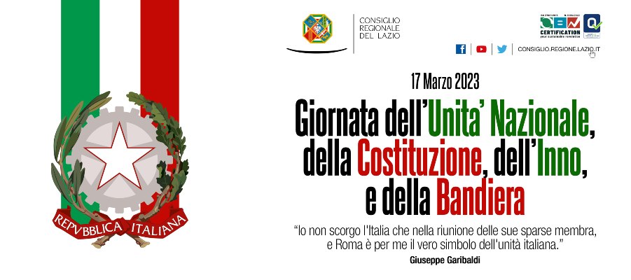 Giornata dell'Unità nazionale, della Costituzione, dell'Inno e della Bandiera: 17 marzo 2023