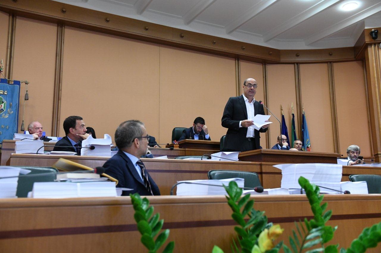 Un momento della relazione di Zingaretti all'Aula. (Foto di Bruno Ponzani)